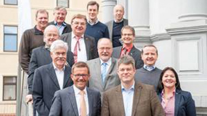 Mitglieder des MIT Landesvorstandes mit CDU Generalsekretär Patrick Schnieder MdB und MIT Landesvorsitzender Gereon Haumann auf der Klausur in Bad Kreuznach